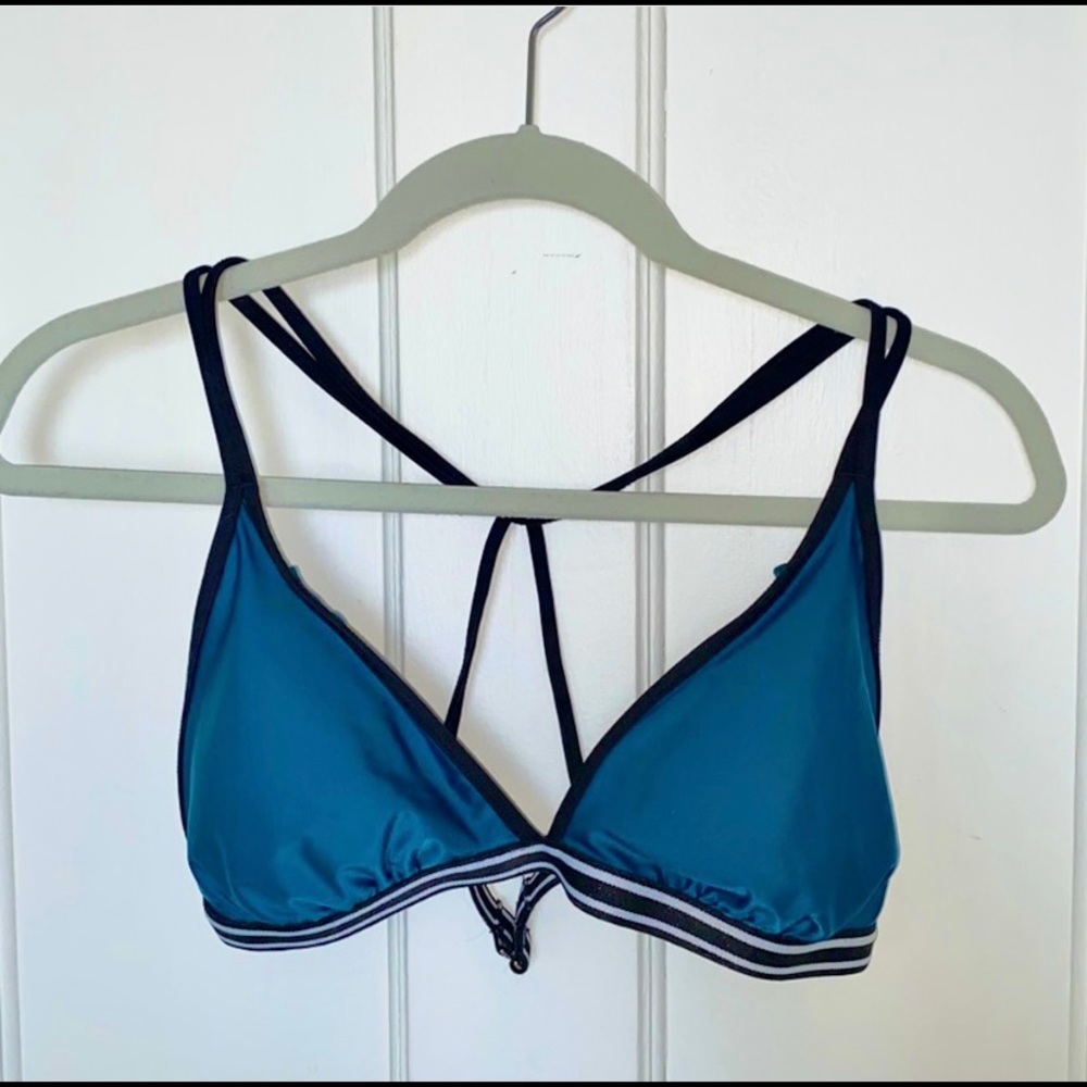 Turquoise Cross Back Bikini Top